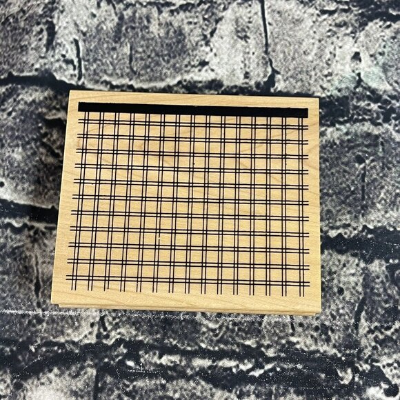 Great Impressions PLAID PATTERN Wood Mount Rubber Stamp #K82 - Picture 1 of 6
